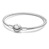 Purhole Charm Armband 925 Sterling Silber charms armband,Moments Armband Bracelet Charms-Armband mit Kugelverschluss-17cm