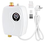Elektronischer Durchlauferhitzer, Küche 220V 3800W elektrische Warmwasserbereiter tankloser Mini-Warmwasserbereiter mit LED Temperaturanzeige, Elektrisch Instant Klein Durchlauferhitzer für Küche, Bad