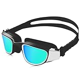 RISEOFLE Schwimmbrille für Herren/Damen, Schwimmbrille Erwachsene, UV-Schutz, Anti-Beschlag, Verstellbar Gurt Komfort Polarisierte Schwimmbrille(Weiß)