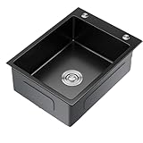 Spüle Küche 1 Becken,Edelstahlspüle Einbauspüle Sets,eckig Spülbecken,geeignet for gewerbliche Küchen,Garagen,für Bars,Balkone,Wohnungen,Küchen,Schwarz(35 * 30cm(13.7 * 11.8in))