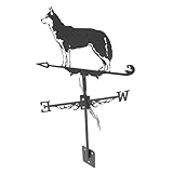 Yardwe 3D Tier Metall Wetterfahne Dachdekoration Hund 1 Im Freien Solarleuchten Für Den Außenbereich Dachlehre Wetterfahnendach Windmesser Indikator Hängende Gartendeko Solar- Eisen Black