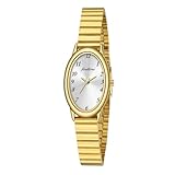findtime Damenuhr Gold Uhr Damen Gold Armbanduhr Damen wasserdichte im Täglichen Gebrauch mit Verstellbarem Armband, Länge von 150 bis 215 mm