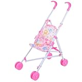 Weduspaty Babypuppenwagen Kinderwagen Soft Grip Griff Puppenwagen Falten Baby Kinderwagen für Puppen mit Sicherheitskurne Baby Kinderwagen Toy tun Spiel, Puppenwagen rot