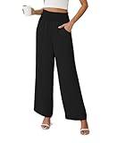 Anelune Hosen Damen Elegant Hohe Taille Leichte Sommerhose Damen Bequem Stretch Hose Damen mit Taschen Schwarz S