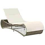 LVHUIDEH Outdoor Liegestuhl mit Auflage, Lounge Sonnenliege, Gebogenes Design, Verstellbare Rückenlehne, Gartenliege für Patio/Strand/Terrasse/Pool, 200 x 65 x 37 cm, PE-Rattan
