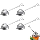 ZORVYN 4 Stück Teesieb Herz Teeei Edelstahl Löffel Teezange für Losen Tee und Tasse Tea Strainer