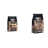 Weber 17619 Wood Chunks Räucherchips Hickoryholz, 1,5 kg, intensive Raucharoma, Räuchern, Aroma, Grillen & 17624 Räucherchips Hickory 700g, Räuchern, Aroma, Grillen, Braun, 17.8x8.9x30.5 cm