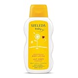WELEDA Bio Baby Calendula Pflegemilch - Naturkosmetik Bodylotion mit Mandelöl & Bienenwachs zur Pflege & Reinigung von trockener Baby Haut. Milde Hautpflege Lotion für Babys und Kinder (1x 200ml)