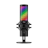 HyperX QuadCast 2 S USB-Mikrofon, RGB-Beleuchtung, 32-Bit/192 kHz Audio, Vier Richtcharakteristiken, Tap-to-Mute-Sensor, Multifunktionsknopf, abnehmbare Dämpferhalterung, NGENUITY-kompatibel, Schwarz