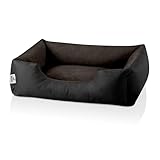 BedDog Hundebett LUPI, Hundekissen mit Abziehbaren Waschbaren Bezug, Hundekorb, Hundesofa, für Kleine Hunde, S, schwarz-braun