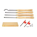 Drechseleisen Holzbeitel Set 4 Stück, Lathe Tools mit Holzgriff, Präzise und Stabil zum Drechseln - HSS Klingen, Ergonomisches Design, für Holz Drechselbank und Handwerker