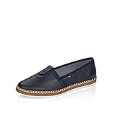 Rieker Damen Flats M2261, Frauen Espadrilles,Schlupfschuhe,schluepfschuhe,geflochten,Bast-Optik,Halbschuhe,umflochten,maritim,blau (14),41 EU / 7.5 UK