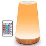 Auxmir Nachttischlampe 5 Modi RGB Farbwechsel, Nachtlicht Kinder USB Aufladbar Fernbedienung, LED Lampe Tischlampe Kabellos Touch Dimmbar mit Timing Funktion, Stilllicht Baby für Deko Schlafzimmer
