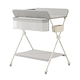 M-Castle Portable Folding Baby Changing Table with Wheels, Changing Table Height Adjustable Changing Station for lnfant and Newborn-1
