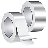 Williyatt Aluminium Klebeband,2 Rollen 50mm x 50 m Aluminiumband silber, Wasser Für Hohe Und Niedrige Temperaturen, zum Versiegeln, Reparieren