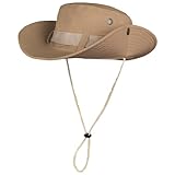 ehsbuy Safari Sonnenhut Herren Breite Krempe Boonie Buschhut Faltbar Cowboy Stil Fischerhut Atmungsaktiv Wanderhut Outdoor Bucket Hut mit Verstellbarem Kinnriemen