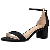 PIZZ ANNU Sandalen Damen mit Absatz Bequem Sandaletten Sommer Elegant Sommerschuhe Klassische Blockabsatz Schuhe Schwarz EU 38