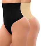 SIMIYA Bauchweg Unterhose Damen Miederhose,Hohe Taille Nahtlos Shapewear Stark Formend Bauch Weg Bauchkontrolle Unterwaesche Body Shaper Miederslips Tanga Unterwäsche (Schwarz + Beige, L)