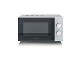 SEVERIN Solo-Mikrowelle mit Glasboden, ohne Drehteller, gleichmäßige Erwärmung, mit 6 Leistungsstufen, zwei Drehregler, 20 L, 800 Watt, matt/schwarz/Edelstahl, MW 9184