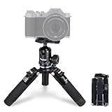 Rollei Compact Traveler Mini M1, Mini Stativ Kamera aus Aluminium 49cm Leichtes Desktop Reisestativ Klein mit Arca Swiss Kugelkopf Kompaktes Tischstativ für DSLR Schwarz, Stativ-Klein-Mini-Tripod