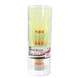 SPORTSIDE - 4 Badminton-Federbälle - Schlägerspiel - Training - Federbälle - Sportzubehör - 046595 - Gelb - Kunststoff - 7 cm - Sportartikel