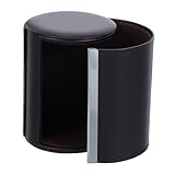 Generisch PU Leder Krawattenbox Rund mit Magnetverschluss Knitterfreie Reise Aufbewahrung für Formelle Krawatten und Fliegen Kompakter Organizer für Geschäftsreisen Schwarze Krawattenetui