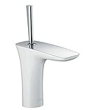 hansgrohe Wasserhahn PuraVida (Armatur mit Auslauf Höhe 110mm und Push-Open Ablaufgarnitur) Weiß/Chrom
