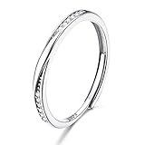 JeweBella 2MM Sterling Silber 925 Ring Damen Verstellbare Fingerring Eheringe Trauringe Engagement Verlobungsring Damen Frauen Zirkonia Promise Ring Schmuck Geschenke Silber/Gold/Roségold