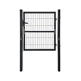 UISEBRT Gartentor Anthrazit Gartentür aus Verzinktem Stahl Gartentore inkl. Pfosten und Schloss Tür, Gartenzaun, Zauntür (100 * 100cm)