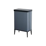 Curver Keter Verto High 54L Mülleimer mit Push Deckel und Füßen, optimal für Küche, einfache Sortierung, schlankes Design, blau, 26,5 x 43,5 x 68,7 cm