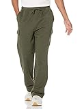 Amazon Essentials Herren Cargo-Fleece-Jogginghose Mit Offenem Saum, Olivenheide, L