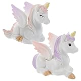 WEKADRIN 2 Stück Teiliges Einhorn Resin Miniatur Einhorn Figuren Bunte Cartoon Deko Langlebig und Bruchsicher Geeignet für Kuchen Cupcake Toppers und Mikro landschaften Geschenk für
