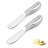A/N PEPAXON Edelstahl Buttermesser Klein Tafelmesser käsemesser-Set Käsemesser Dessertmesser mit ergonomischem Griff Brotzeitmesser14,5x2cm 2St
