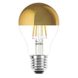 NCC-Licht LED Filament Leuchtmittel Birnenform 8W entspricht 60W E27 Kopfspiegel Gold warmweiß 2700K (1 Stück)
