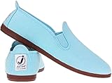 FunkyFashion Unisex Damen Herren Damen Javer Flossy Espadrilles Plimsoll Flache Schuhe Pumps, sky, 45 EU
