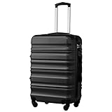 COOLIFE Hartschalen-Koffer Trolley Rollkoffer Reisekoffer mit TSA-Schloss und 4 Rollen (Schwarz, Handgepäck)