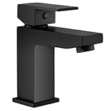 Waschbeckenarmaturen für Badezimmer, schwarz, Waschtischarmaturen, moderne quadratische Badezimmerarmaturen, Mono-Einhebel-Waschtischarmatur für Badezimmer, Waschraum, Garderobe, Mattschwarz