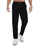 JESDM Chino Hose Herren Stretch Bequeme Business Casual Sommer Stoffhose mit Gummizug Schwarz 2XL