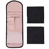 CREATCABIN Reise Schmucketui Reise Schmuck Organizer Kleine Faltbare Schmuck Hängetasche Tragbare Schmuck Aufbewahrungsrolle Für Alltäglichen Gebrauch Für Reisen Ringe Halsketten Ohrringe 40.2x14.5cm
