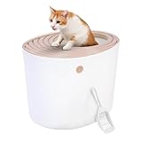 Iris Ohyama Katzenklo mit Schaufel, bis 7 kg, Weiß/Beige, mit Deckel, Katzentoilette, leicht reinigen, Für große Katzen, Kätzchen, geschlossen, XXL Toilette, BPA-frei, Cat Litter Box, PUNT-530