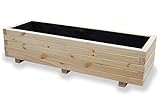 Alfalux Blumenkasten Pflanzkasten Aus Holz Pflanzkübel Balkonkasten Pflanzgefäß Garten Balkon Terrasse AB120KAN4030 120 x 40 x 30H cm - mit 2 x Wasserablauf
