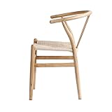 LIMHOME | FSC® Esszimmerstühle Wishbone Stuhl aus Massivem Holz und Papierschnur wischbone | Keine Montage erforderlich| (Natur(lackiert))
