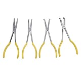 Acouto 11-Zoll-Zangensatz Hartstahl Ergonomische 25° Gebogene Spitzzange 90° Gebogene Spitzzange Gerade Zange O-Typ-Zange Nr.