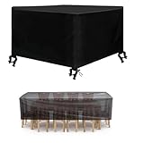 TITINGLUCK Wasserdichte Terrassentisch-Möbel-Set für den Außenbereich, Schneeschutz, 140 x 140 x 89 cm, strapazierfähig, 600D, rechteckig, für den Außenbereich