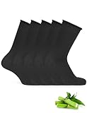 Basic Treasure 5 Paar Bambus Socken Damen 39-42, Damen Socken Schwarz, Strümpfe Damen Ohne Gummibund, Schwarze Damen-Socken