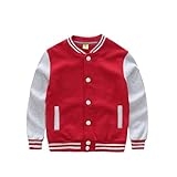 Kleinkind Kinder Jungen Freizeitjacke Mantel Langarm Oberbekleidung Baseball Mantel Windjacke (Red, 5-6 Years)