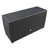 Casaria® Gartenbox UV-beständig 310L Haltegriffe Rollen Terrasse Balkon Wohnzimmer Wintergarten Truhe Gartenbox 119x48cm Rattan-Optik Anthrazit