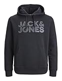 JACK & JONES Herren Hoodie Kapuzenpullover Pullover Hoody JJECORP - S M L XL XXL, Größe:L, Farbe:Black Large Print/W Black 12152840
