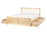 Bettrahmen Holz hellbraun mit Lattenrost 140x200 cm 4 Schubladen Skandi Olendon