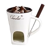 Generisch Schokofondue Tasse Inklusive Gabeln Und Kerzen, 8.3 * 11CM Keramik Käsefondue Set, Schokoladenfondue Tasse, Schoko Fondue, Mit Integrierter Wärmespeicherstruktur